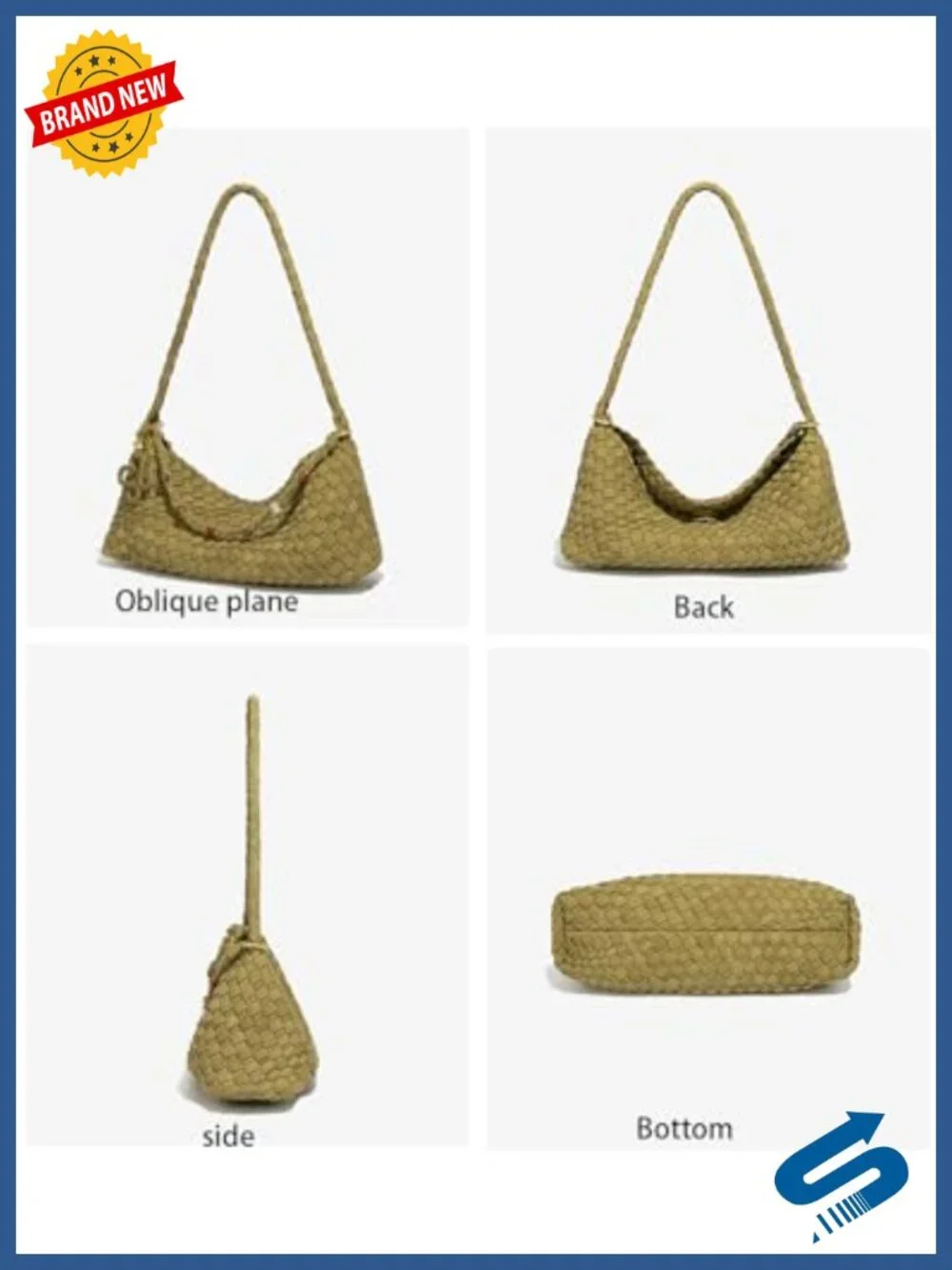 Suede Woven Hobo Shoulder Bag Small Handbag Magnetic Closure